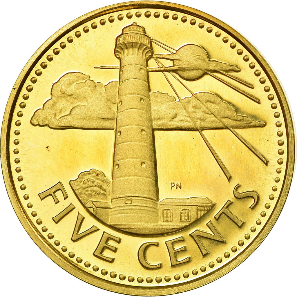 Coin, Barbados, 5 Cents, 1973, Franklin Mint, Proof, AU(55-58), Brass, KM:11