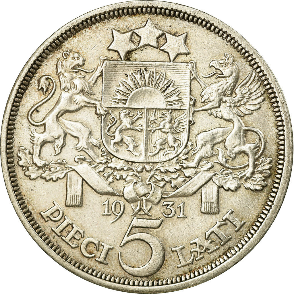 Monnaie, Latvia, 5 Lati, 1931, TTB, Argent, KM:9