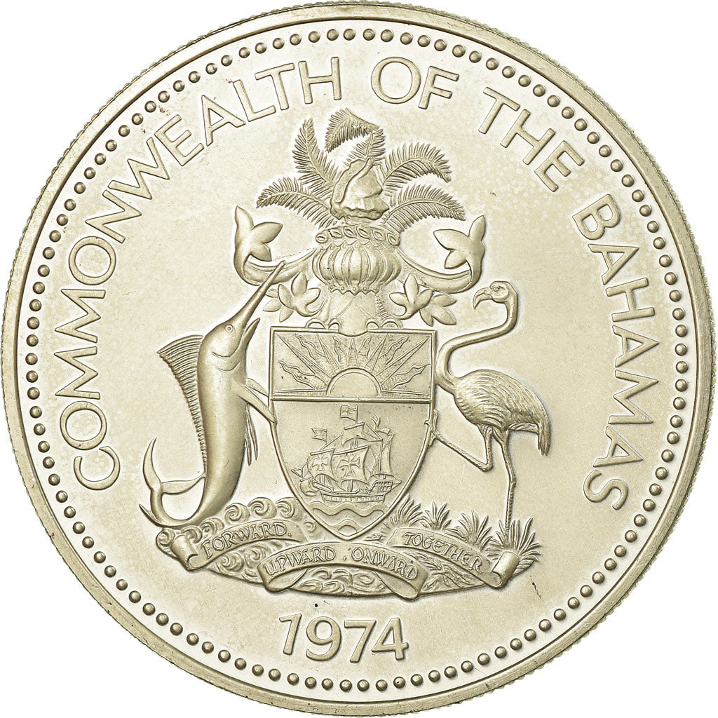 Coin, Bahamas, Elizabeth II, 2 Dollars, 1974, Franklin Mint, U.S.A., Proof