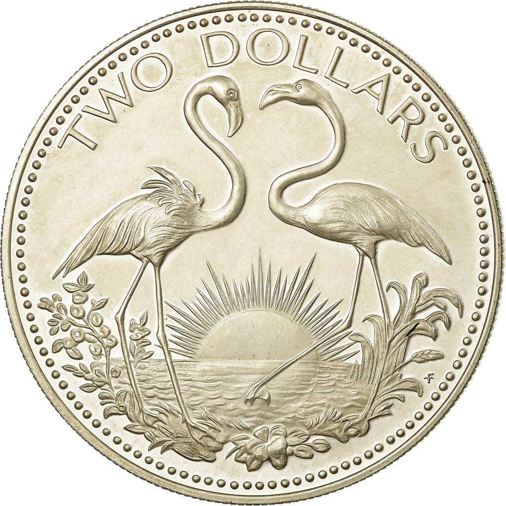 Coin, Bahamas, Elizabeth II, 2 Dollars, 1974, Franklin Mint, U.S.A., Proof