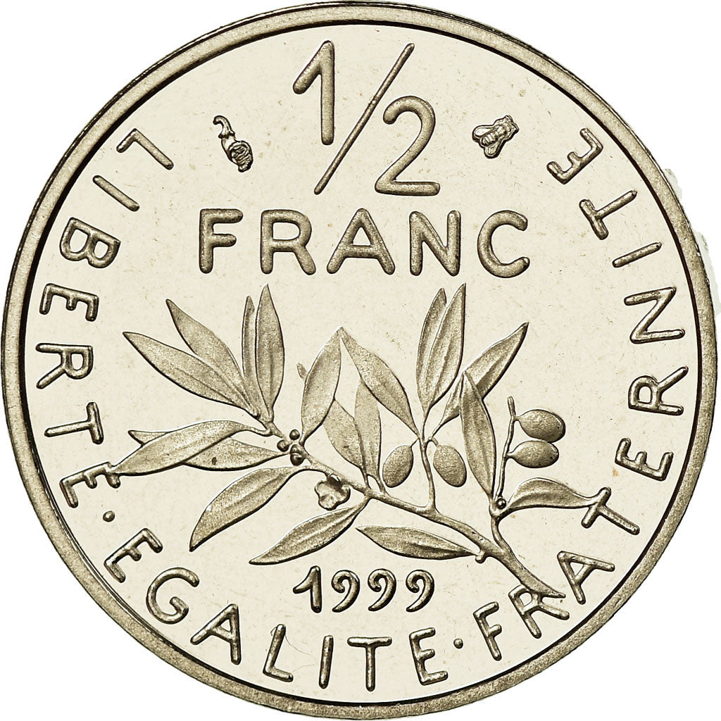 Moneta, Francja, Semeuse, 1/2 Franc, 1999, Paris, BE, MS(65-70), Nikiel
