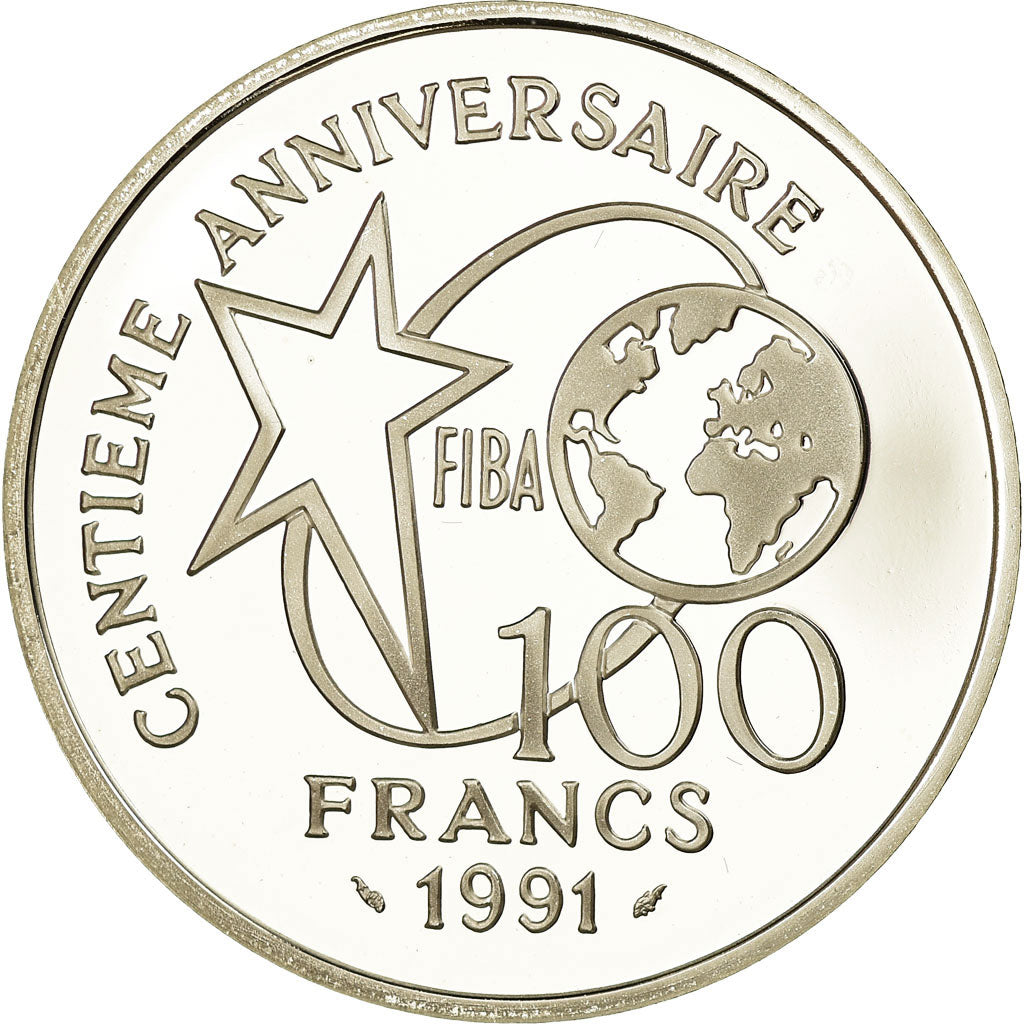 Monnaie, France, Basket-Ball, 100 Francs, 1991, BE, FDC, Argent, Gadoury:C26