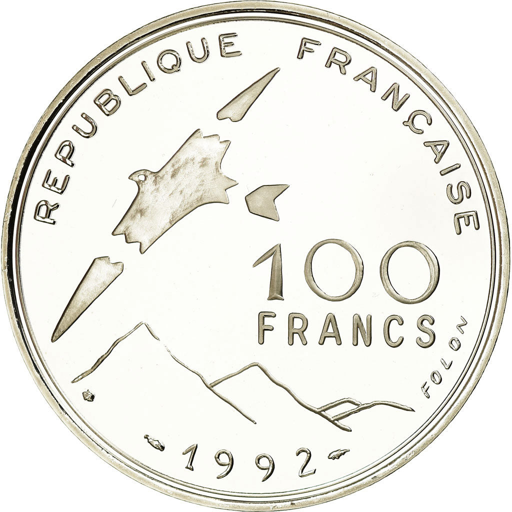 Coin, France, Jeux paralympiques -  Oiseau disloqué, 100 Francs, 1992, BE
