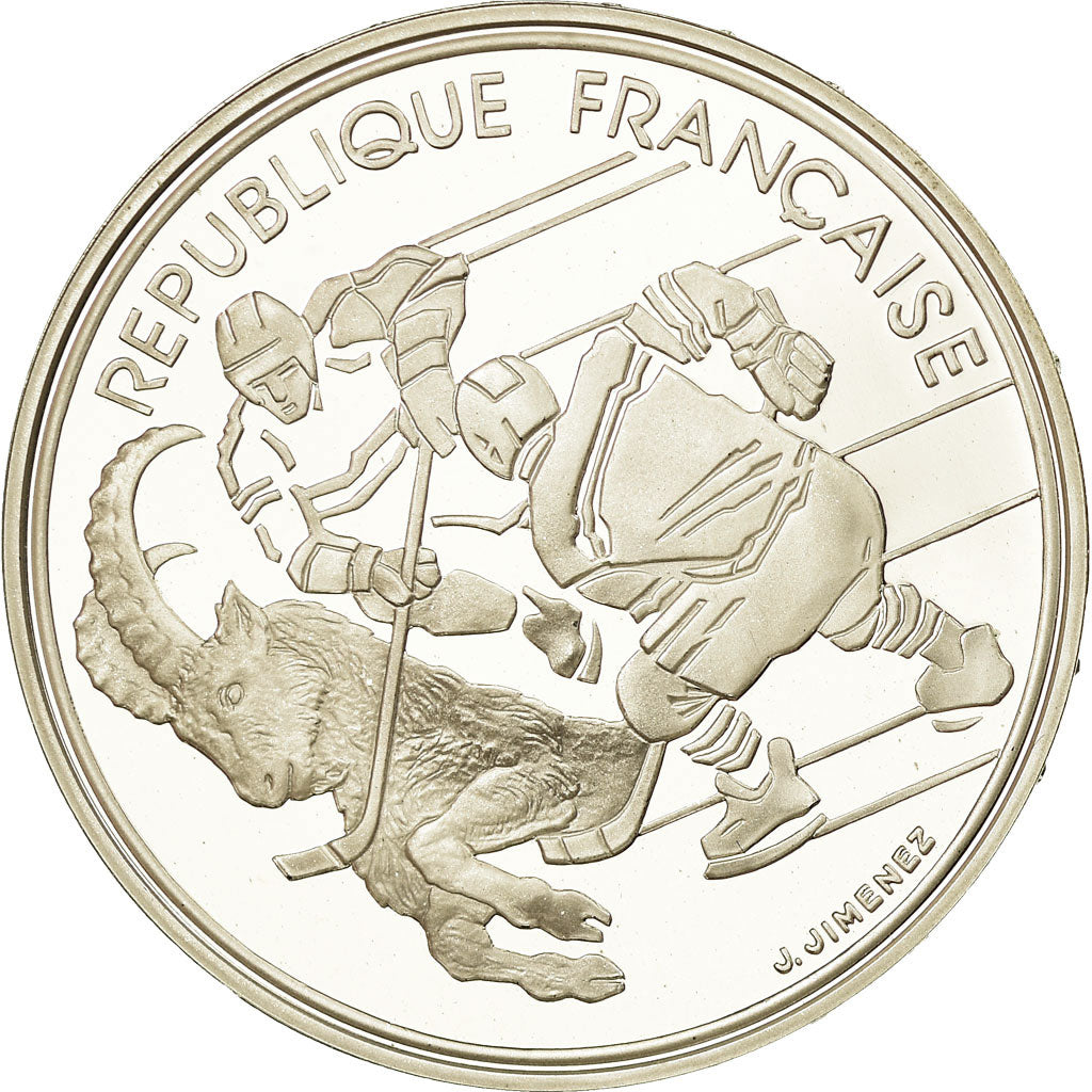 Munten, Frankrijk, Hockey players, 100 Francs, 1991, BE, FDC, Zilver, KM:993