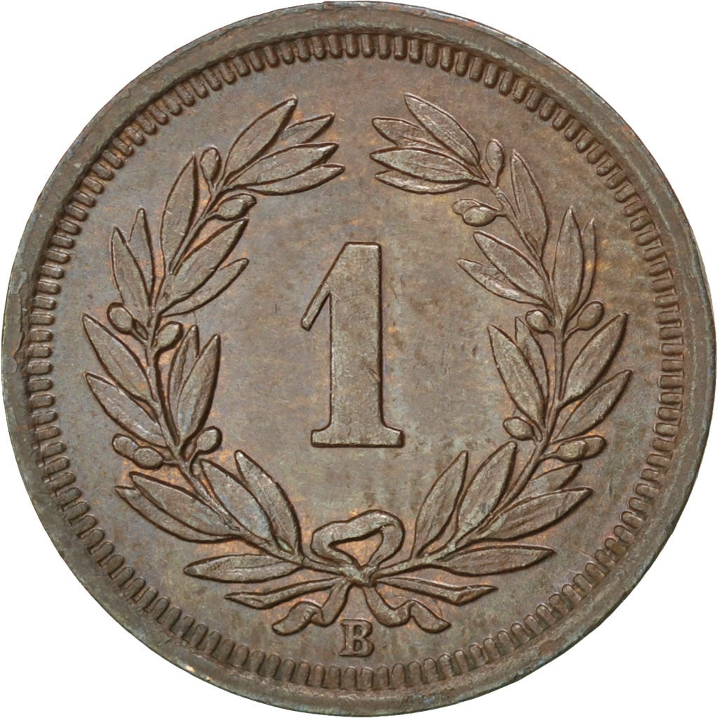 SWITZERLAND, Rappen, 1910, Bern, KM #3.2, AU(50-53), Bronze, 16, 1.48