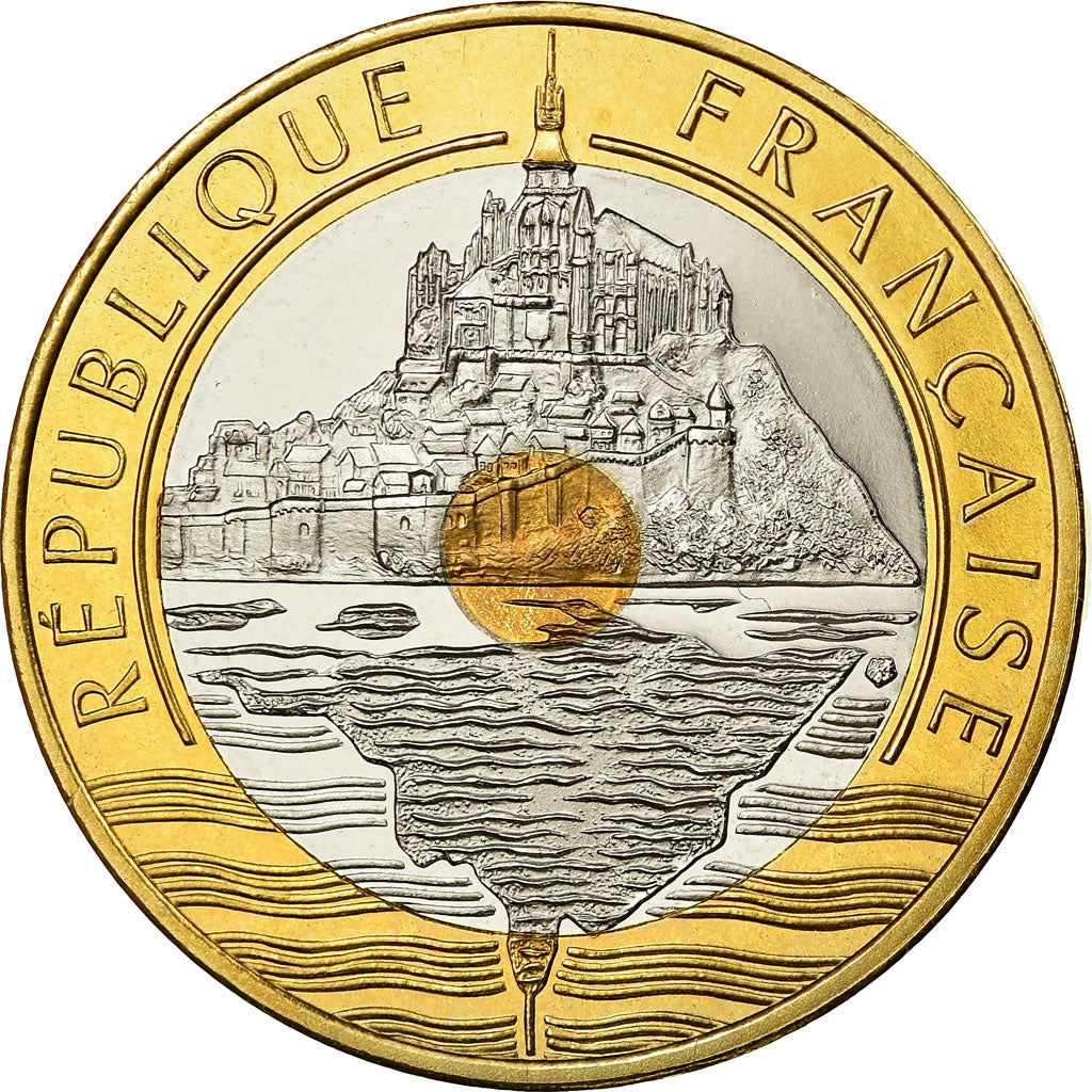 Coin, France, Mont Saint Michel, 20 Francs, 2001, Paris, BE, MS(65-70)