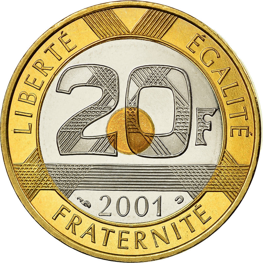Coin, France, Mont Saint Michel, 20 Francs, 2001, Paris, BE, MS(65-70)