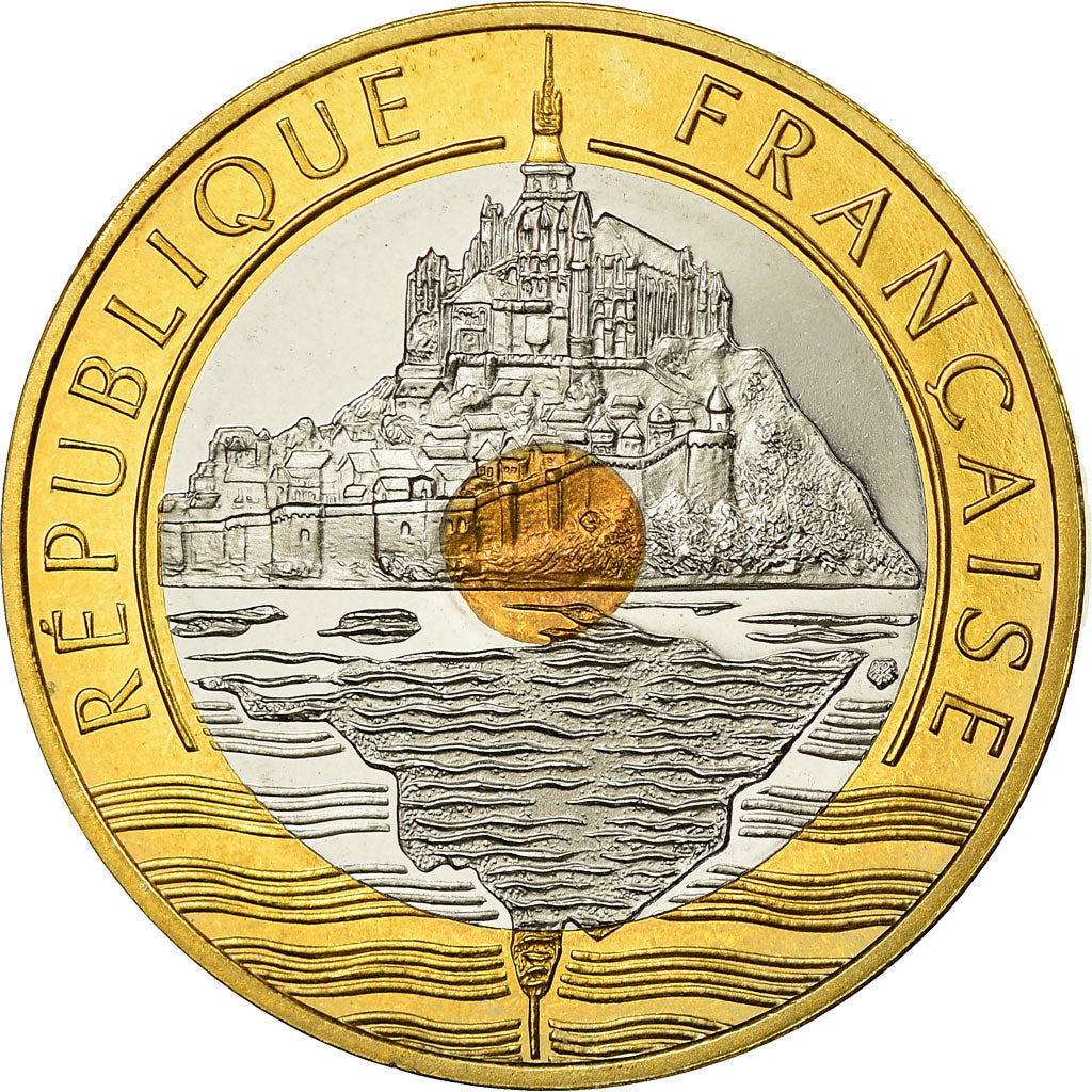 Monnaie, France, Mont Saint Michel, 20 Francs, 2001, Paris, BE, FDC