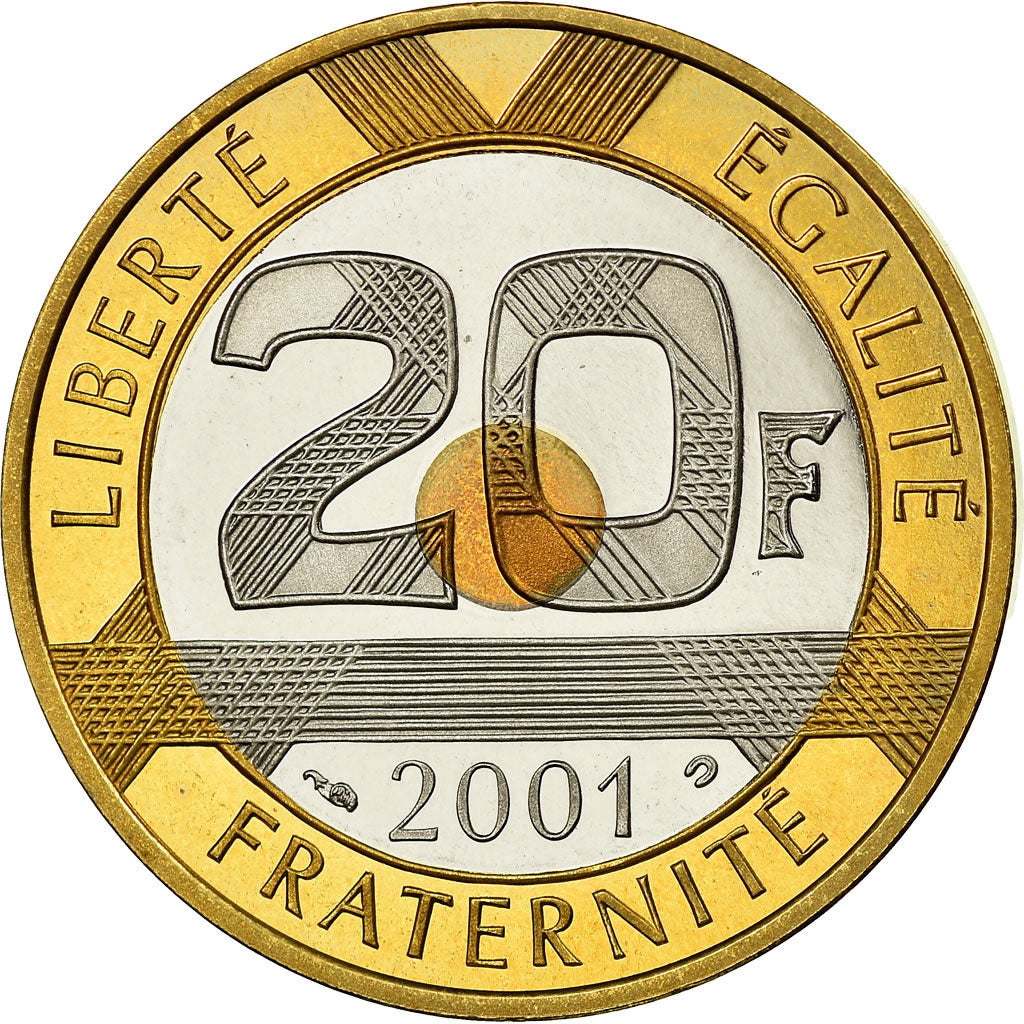 Monnaie, France, Mont Saint Michel, 20 Francs, 2001, Paris, BE, FDC