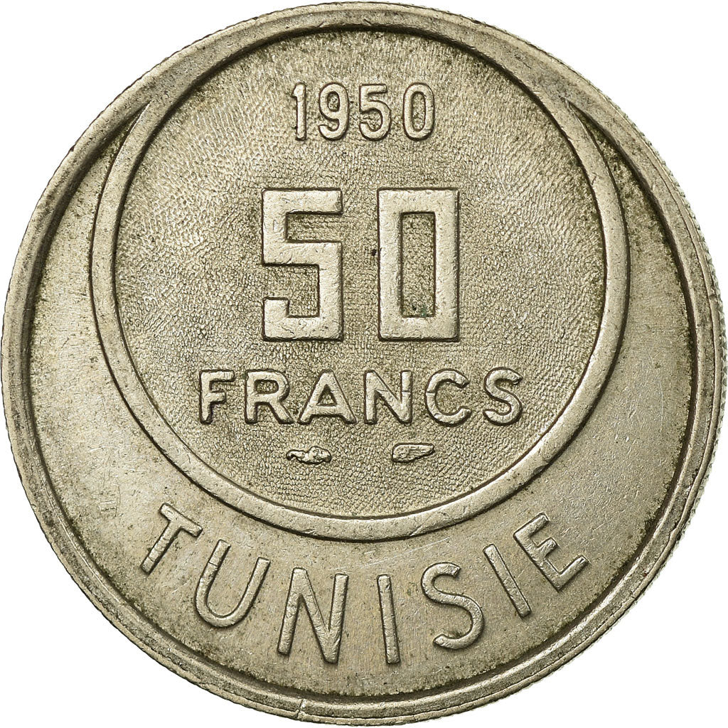 Coin, Tunisia, Muhammad al-Amin Bey, 50 Francs, 1950, Paris, EF(40-45)