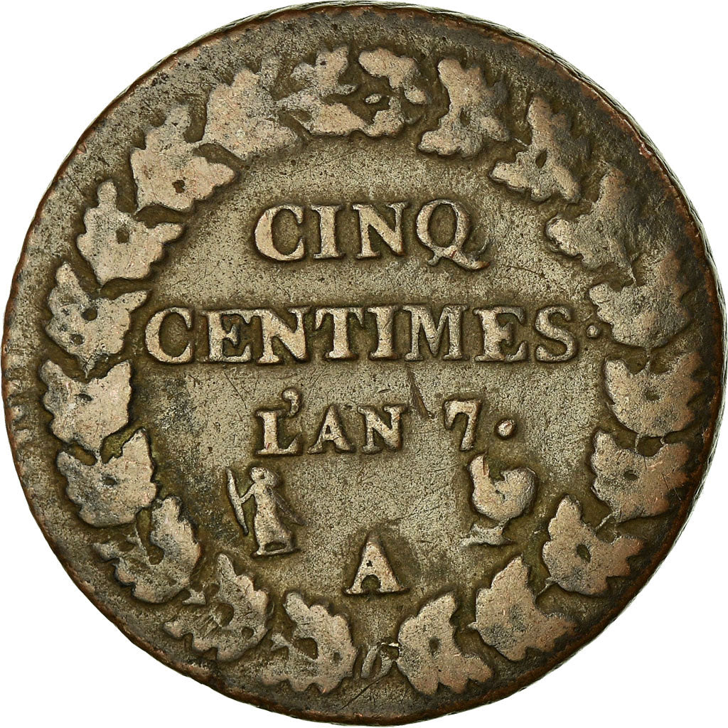 Coin, France, Dupré, 5 Centimes, AN 7, Paris, VF(30-35), Bronze, KM:640.1