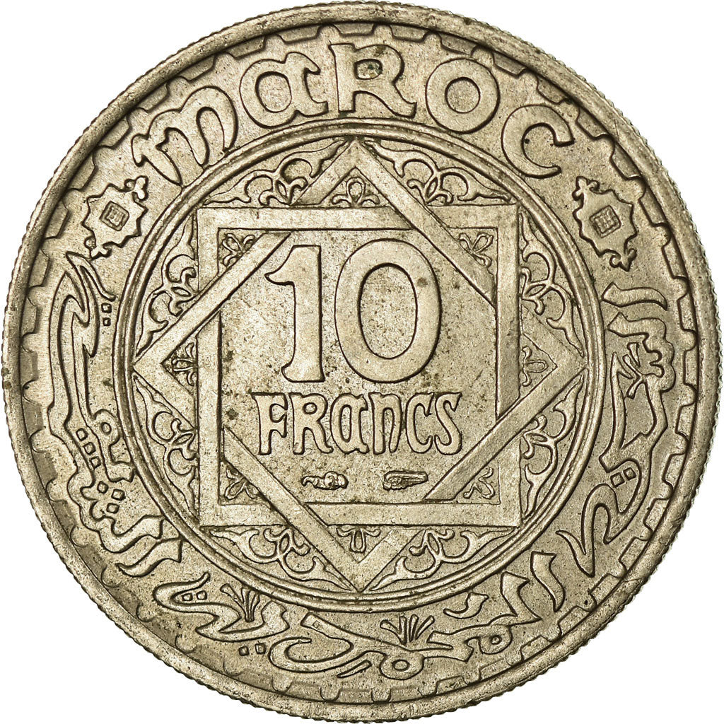 Coin, Morocco, Mohammed V, 10 Francs, 1366, Paris, EF(40-45), Copper-nickel