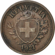 SWITZERLAND, Rappen, 1921, Bern, KM #3.2, AU(50-53), Bronze, 16, 1.50