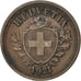SWITZERLAND, Rappen, 1921, Bern, KM #3.2, AU(50-53), Bronze, 16, 1.50
