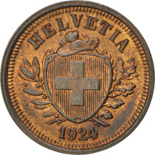 SWITZERLAND, Rappen, 1924, Bern, KM #3.2, MS(60-62), Bronze, 16, 1.49
