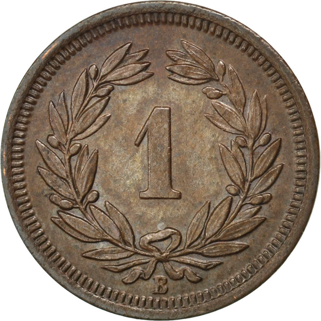 SWITZERLAND, Rappen, 1925, Bern, KM #3.2, AU(55-58), Bronze, 16, 1.47