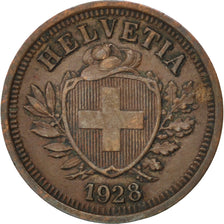 SWITZERLAND, Rappen, 1928, Bern, KM #3.2, EF(40-45), Bronze, 16, 1.49