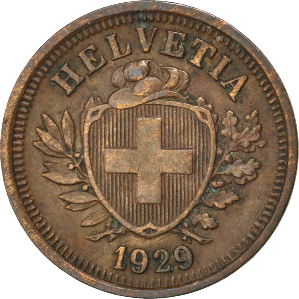 SWITZERLAND, Rappen, 1929, Bern, KM #3.2, EF(40-45), Bronze, 16, 1.52