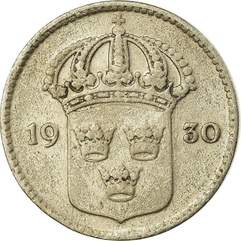 Coin, Sweden, Gustaf V, 10 Öre, 1930, EF(40-45), Silver, KM:780