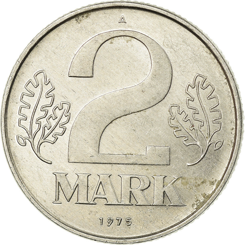 Coin, GERMAN-DEMOCRATIC REPUBLIC, 2 Mark, 1975, Berlin, AU(55-58), Aluminum