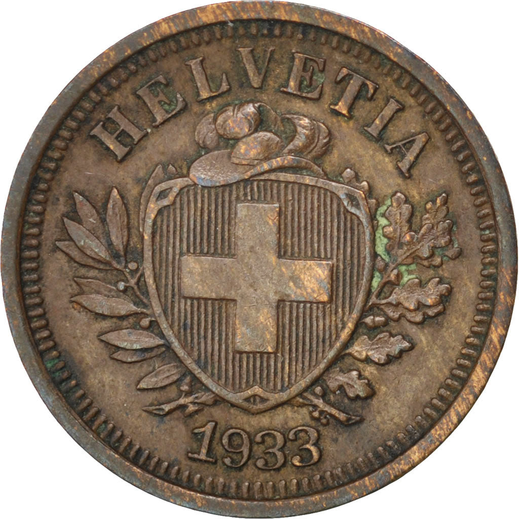 Svizzera, Rappen, 1933, Bern, BB, Bronzo, KM:3.2