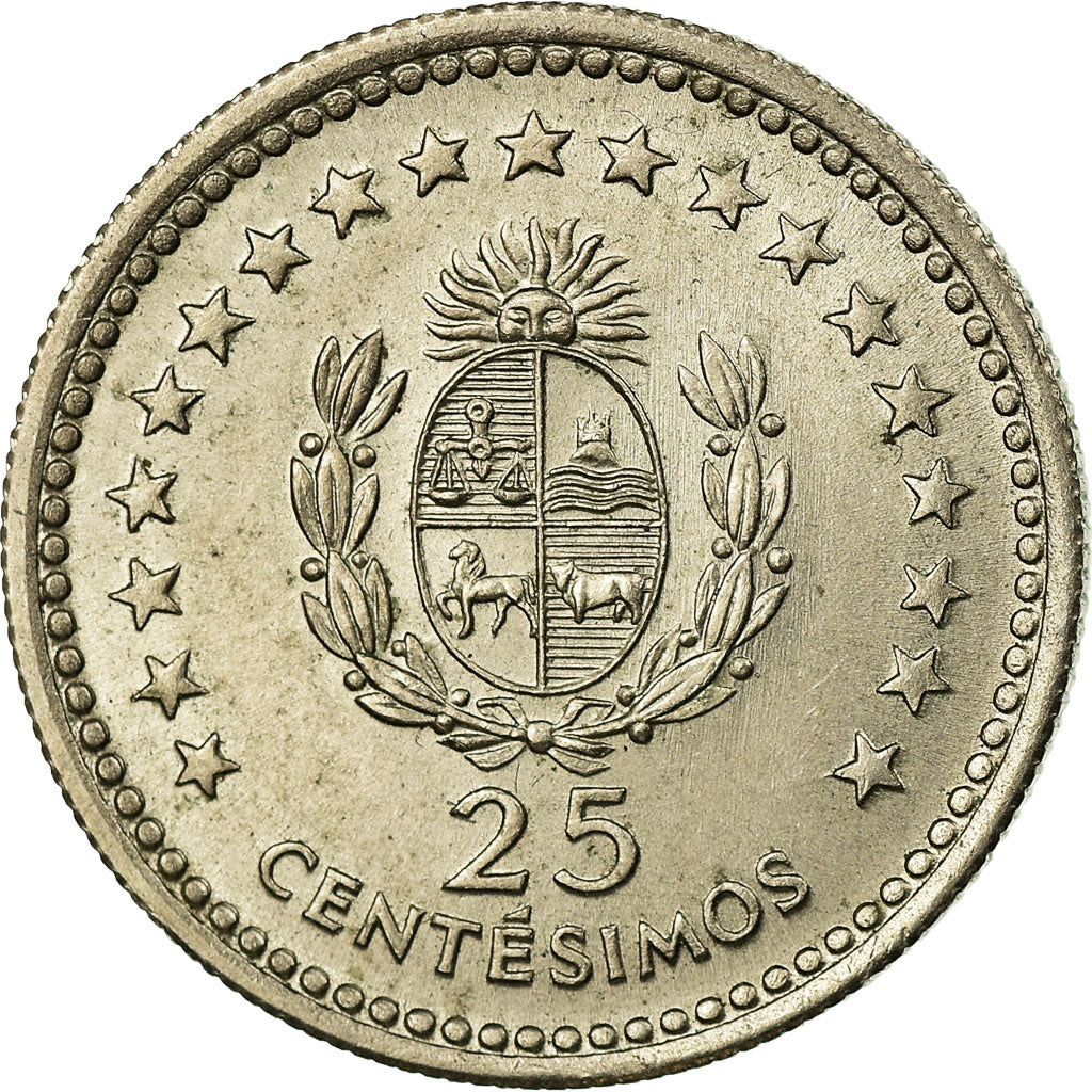 Monnaie, Uruguay, 25 Centesimos, 1960, Santiago, SUP, Copper-nickel, KM:40