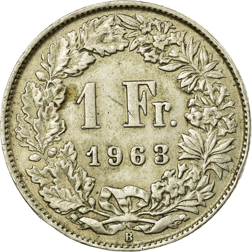 Coin, Switzerland, Franc, 1963, Bern, EF(40-45), Copper-nickel, KM:24a.1