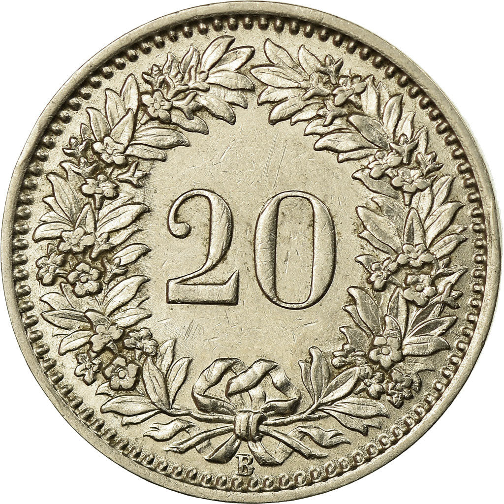 Coin, Switzerland, 20 Rappen, 1934, Bern, AU(55-58), Nickel, KM:29