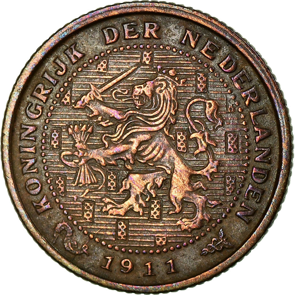Münze, Niederlande, Wilhelmina I, 1/2 Cent, 1911, VZ, Bronze, KM:138