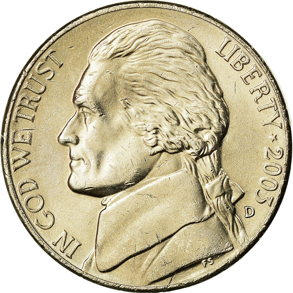 Munten, Verenigde Staten, Jefferson Nickel, 5 Cents, 2003, U.S. Mint, Denver