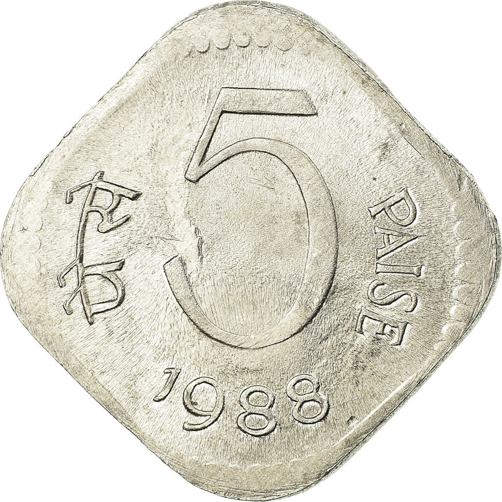 Coin, INDIA-REPUBLIC, 5 Paise, 1988, MS(63), Aluminum, KM:23a