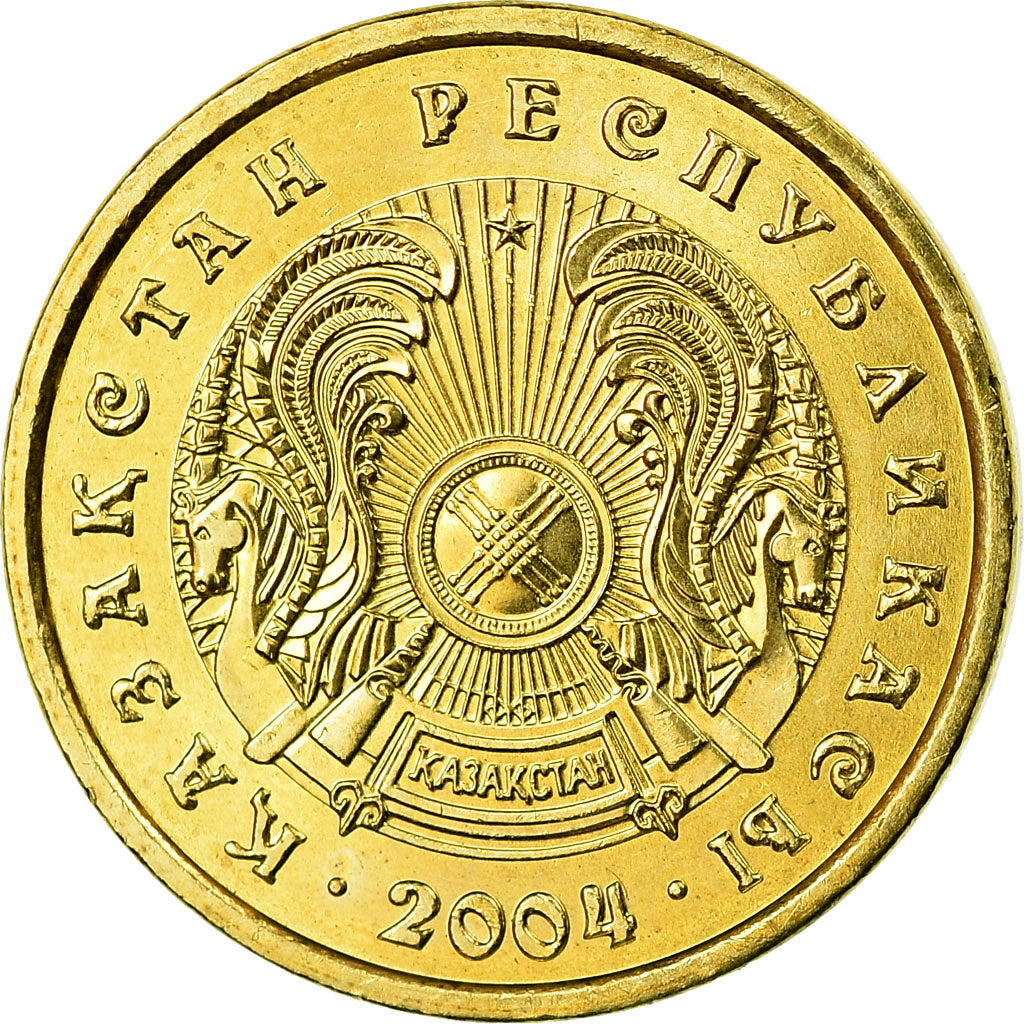 Moeda, Cazaquistão, Tenge, 2004, Kazakhstan Mint, MS(63), Níquel-Latão, KM:23