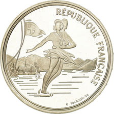 Münze, Frankreich, Ice Skating Couple, 100 Francs, 1989, BE, VZ+, Silber