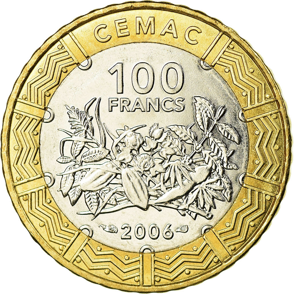 Coin, Central African States, 100 Francs, 2006, Paris, MS(63), Bi-Metallic
