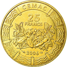 Coin, Central African States, 25 Francs, 2006, Paris, MS(63), Brass, KM:20