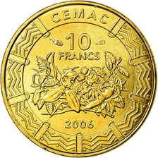 Coin, Central African States, 10 Francs, 2006, Paris, MS(63), Brass, KM:19
