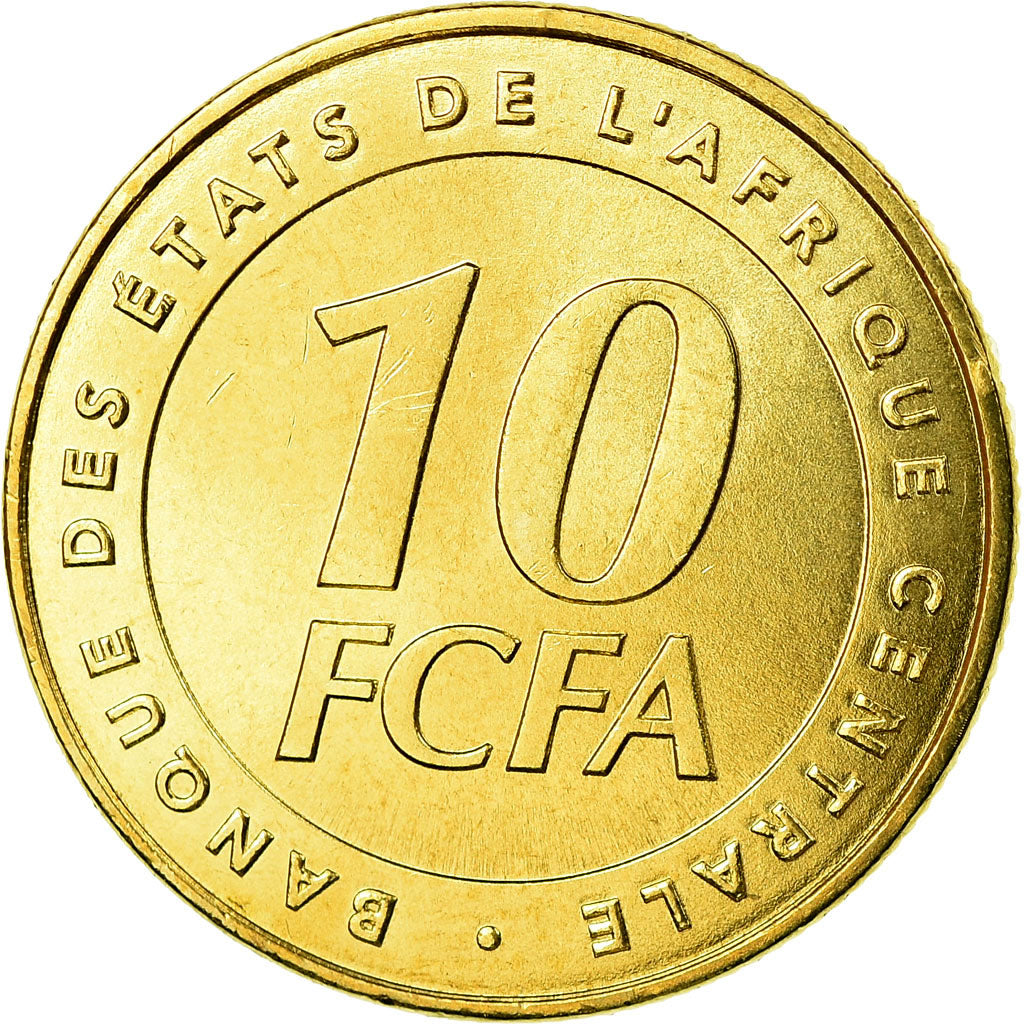 Coin, Central African States, 10 Francs, 2006, Paris, MS(63), Brass, KM:19