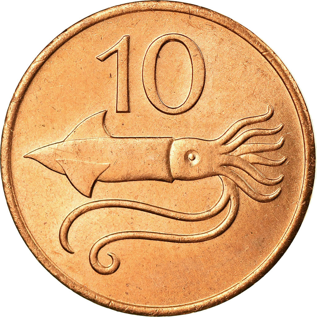 Moeda, Islândia, 10 Aurar, 1981, MS(63), Bronze, KM:25
