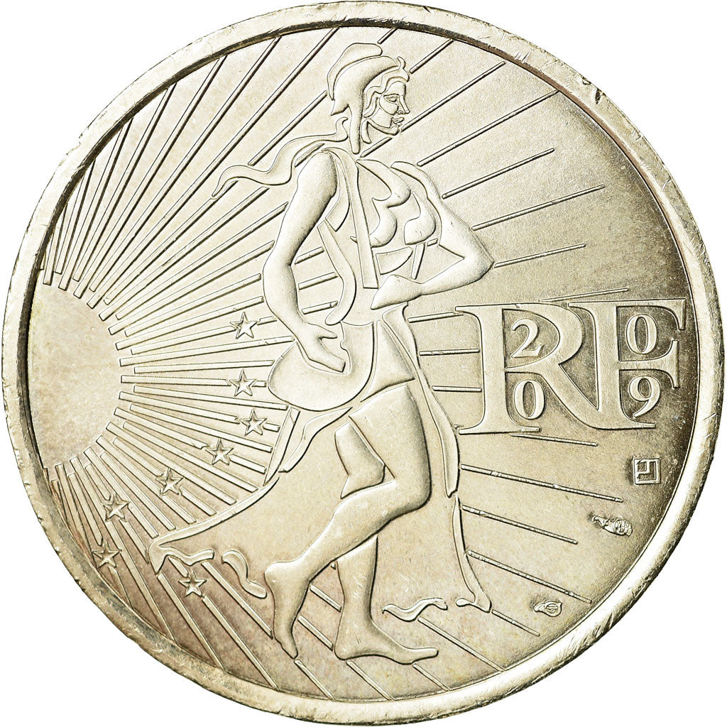 France, 10 Euro, 2009, AU(55-58), Silver, KM:1580