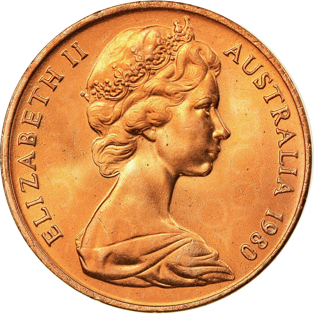 Coin, Australia, Elizabeth II, 2 Cents, 1980, MS(63), Bronze, KM:63