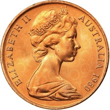 Coin, Australia, Elizabeth II, 2 Cents, 1980, MS(63), Bronze, KM:63