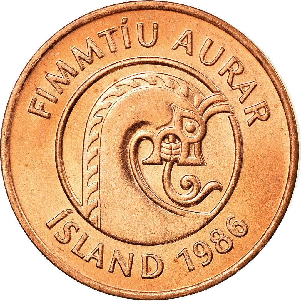 Coin, Iceland, 50 Aurar, 1986, MS(63), Bronze Coated Steel, KM:26a