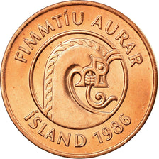 Coin, Iceland, 50 Aurar, 1986, MS(63), Bronze Coated Steel, KM:26a