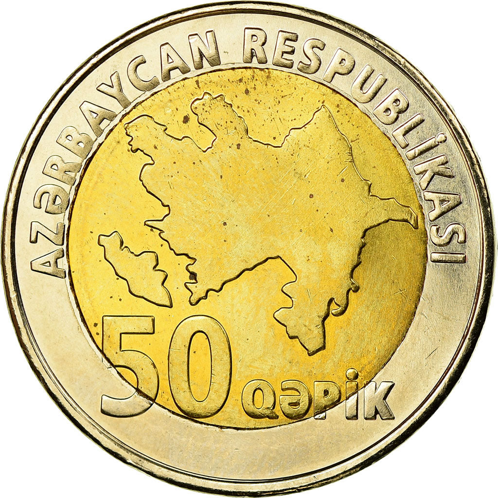 Coin, Azerbaijan, 50 Qapik, Undated (2006), MS(63), Bi-Metallic, KM:44