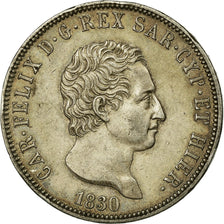 Coin, ITALIAN STATES, SARDINIA, Carlo Felice, 5 Lire, 1830, Torino, AU(55-58)
