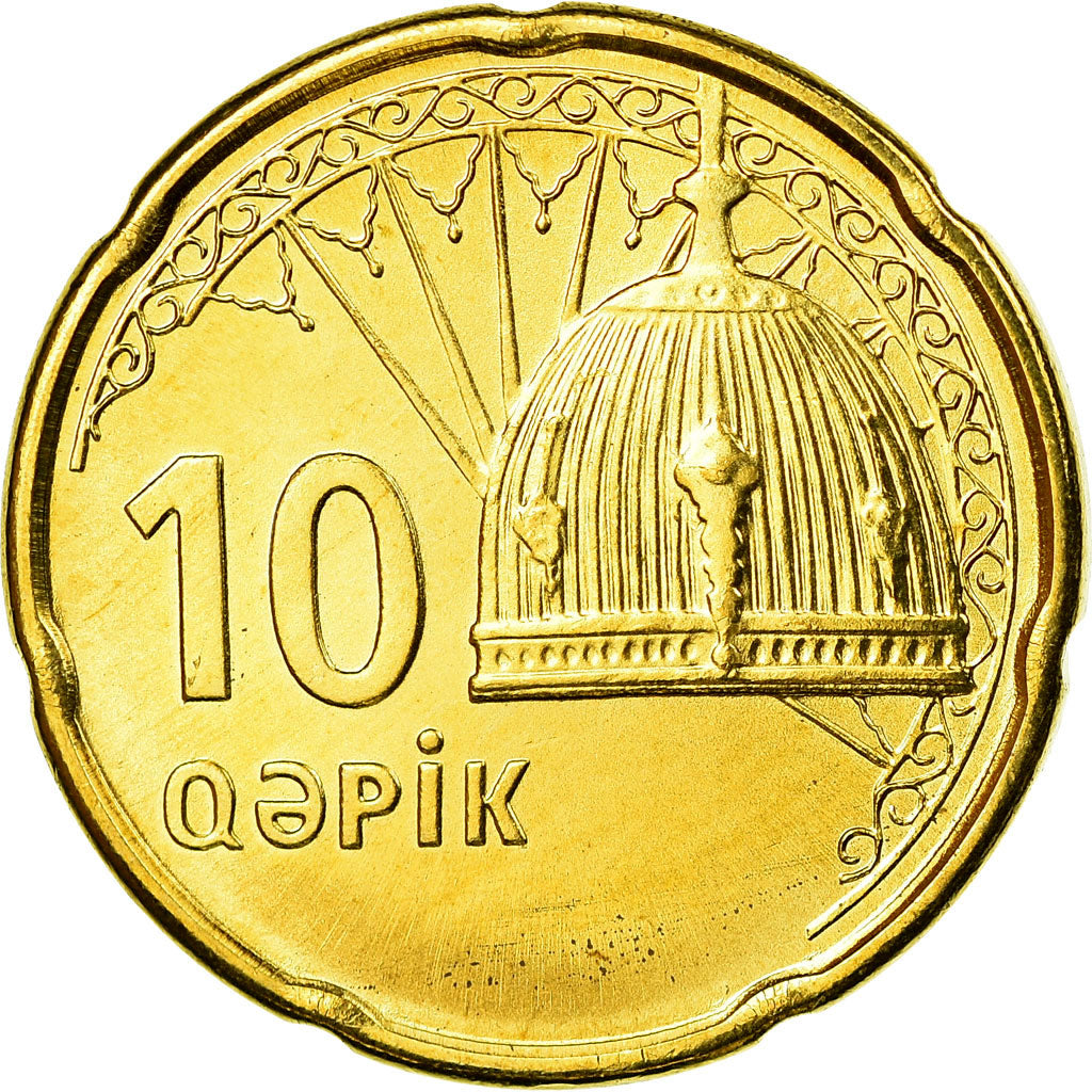 Coin, Azerbaijan, 10 Qapik, Undated (2006), MS(63), Brass plated steel, KM:42