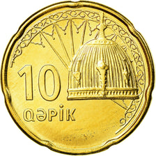 Coin, Azerbaijan, 10 Qapik, Undated (2006), MS(63), Brass plated steel, KM:42