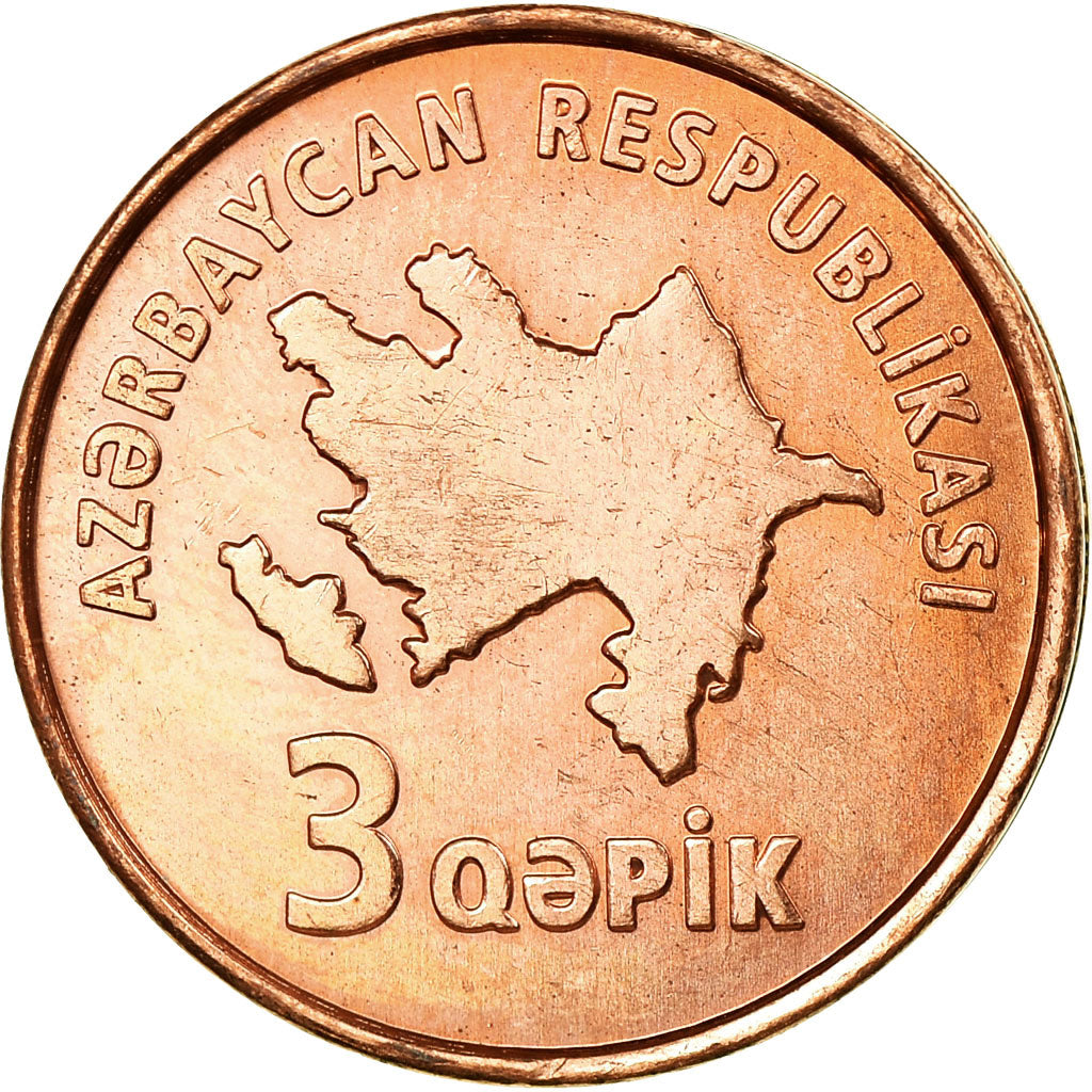 Coin, Azerbaijan, 3 Qapik, Undated (2006), MS(63), Copper Plated Steel, KM:40
