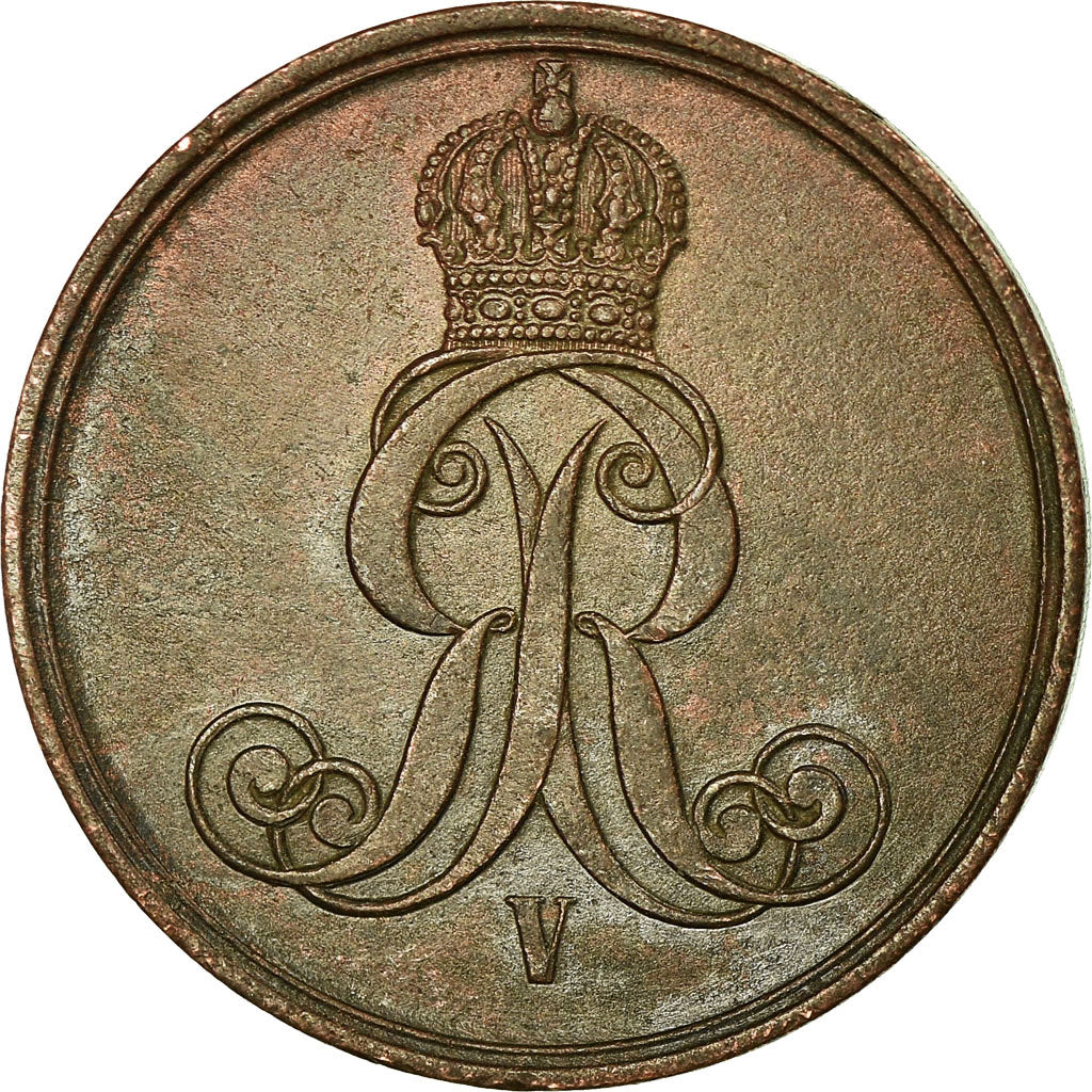 Coin, German States, HANNOVER, Georg V, 2 Pfennig, 1863, AU(50-53), Copper