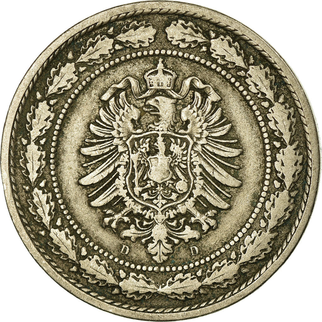 Coin, GERMANY - EMPIRE, Wilhelm I, 20 Pfennig, 1888, Munich, EF(40-45)